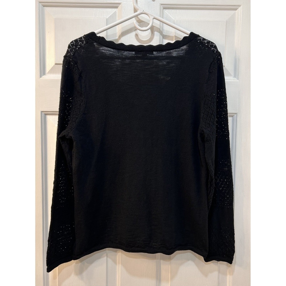 Frye Lace Scalloped Sweater Cardigan Women Sz L Cotton Whimsigoth Fairy Academia - Picture 2 of 12